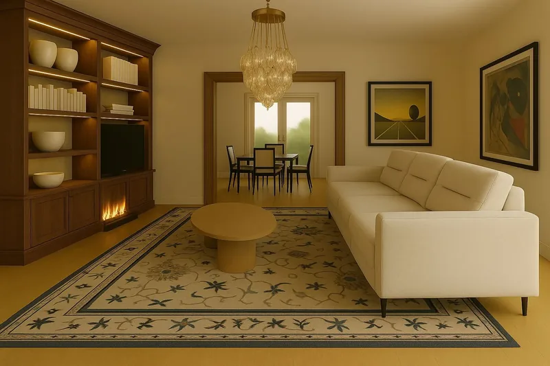 CAD 3D rendering of custom rugs placed in a room for a buyer approval