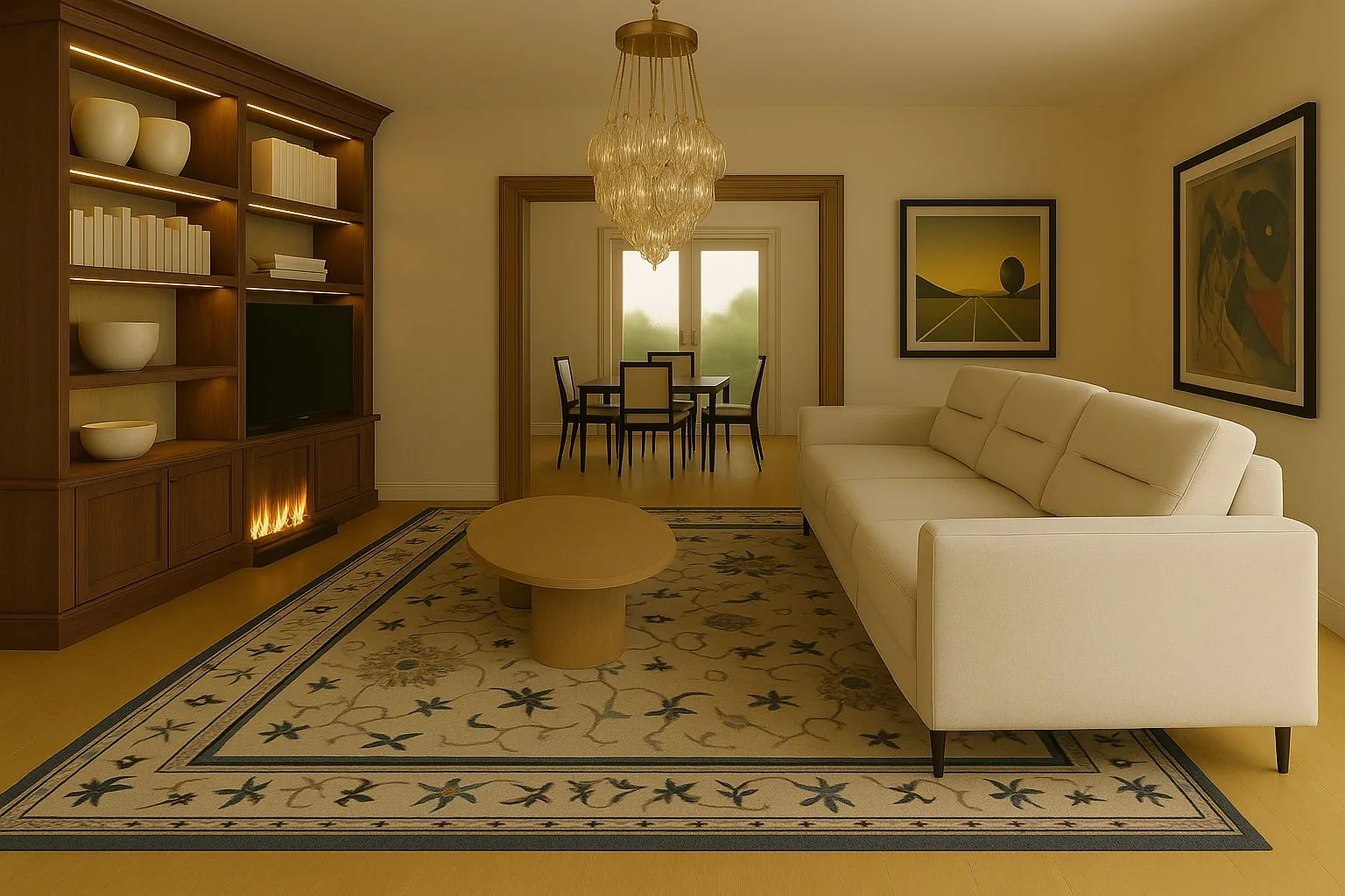 CAD 3D rendering of a custom rug placed in a room