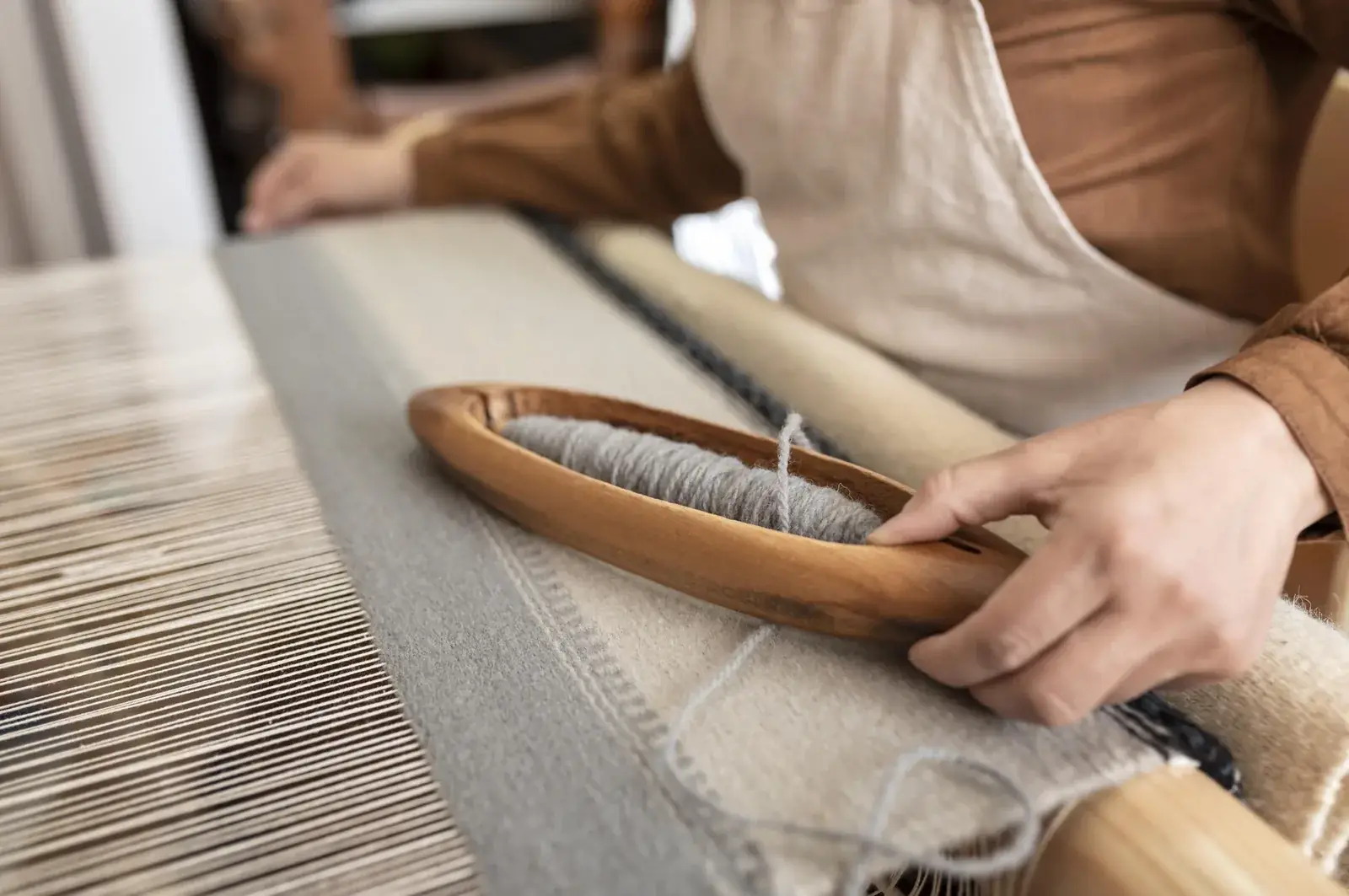 Shuttle on a handloom in Bhadohi